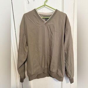 Eddie Bauer Windbreaker L Mens Khaki Pullover Jacket Golf